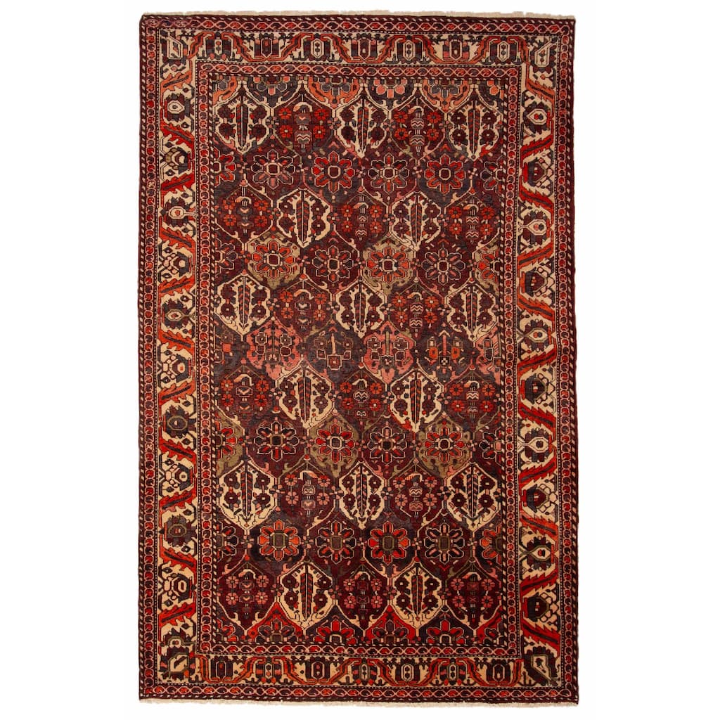 ECARPETGALLERY Hand-knotted Kayseri Vintage Dark Red Wool Rug - 6'9 x 10'3