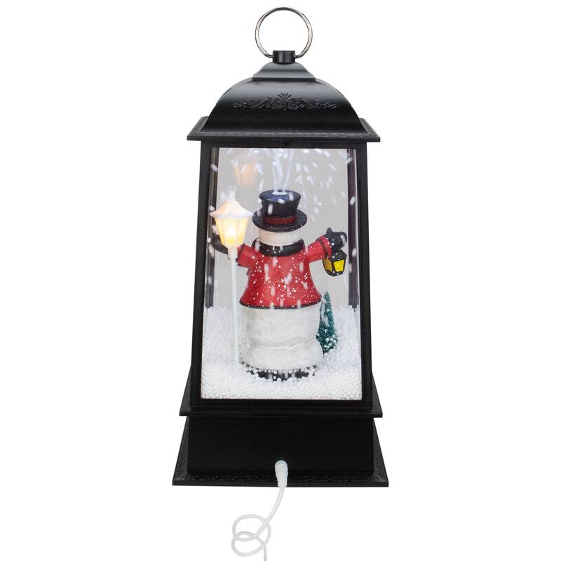 13" Lighted Snowman Christmas Lantern with Falling Snow