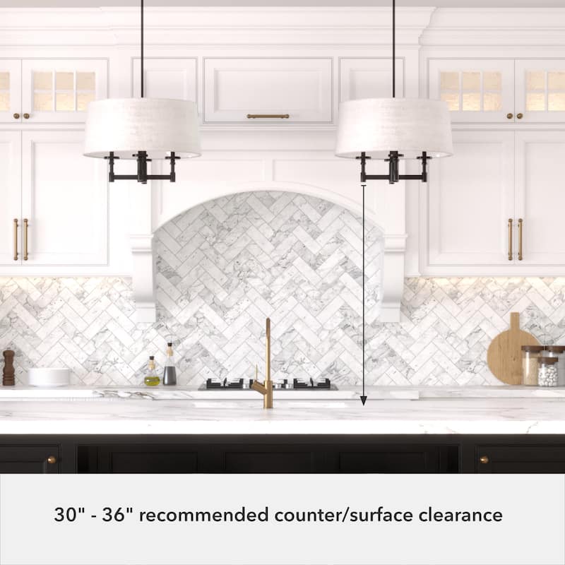 Hunter Briargrove 4-Light Chandelier with Shade - Kitchen Island, Dining Room, Entry - Geometric, Transitional - 24"