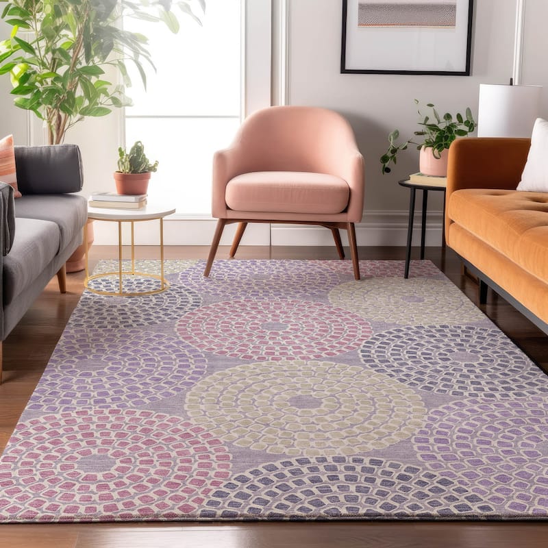 Premium Washable Super Soft Mosaic Colosseum Mayfield Rug - Lavender - 3' x 5'