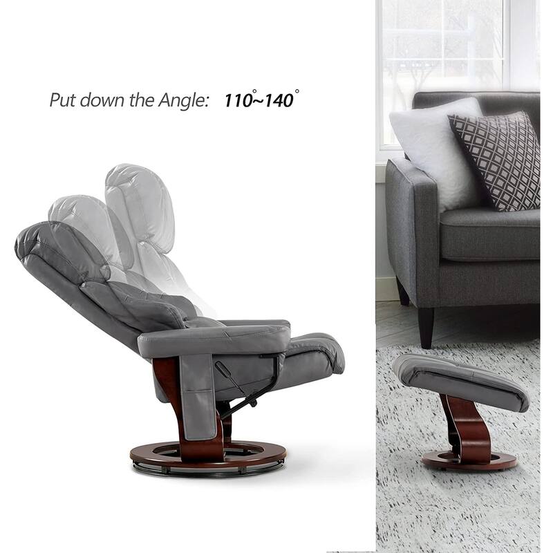 MCombo Recliner Chair with Ottoman Vibration Massag Faux Leather 9068