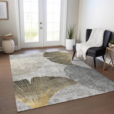Machine Washable Indoor/ Outdoor Chantille Modern Floral Rug