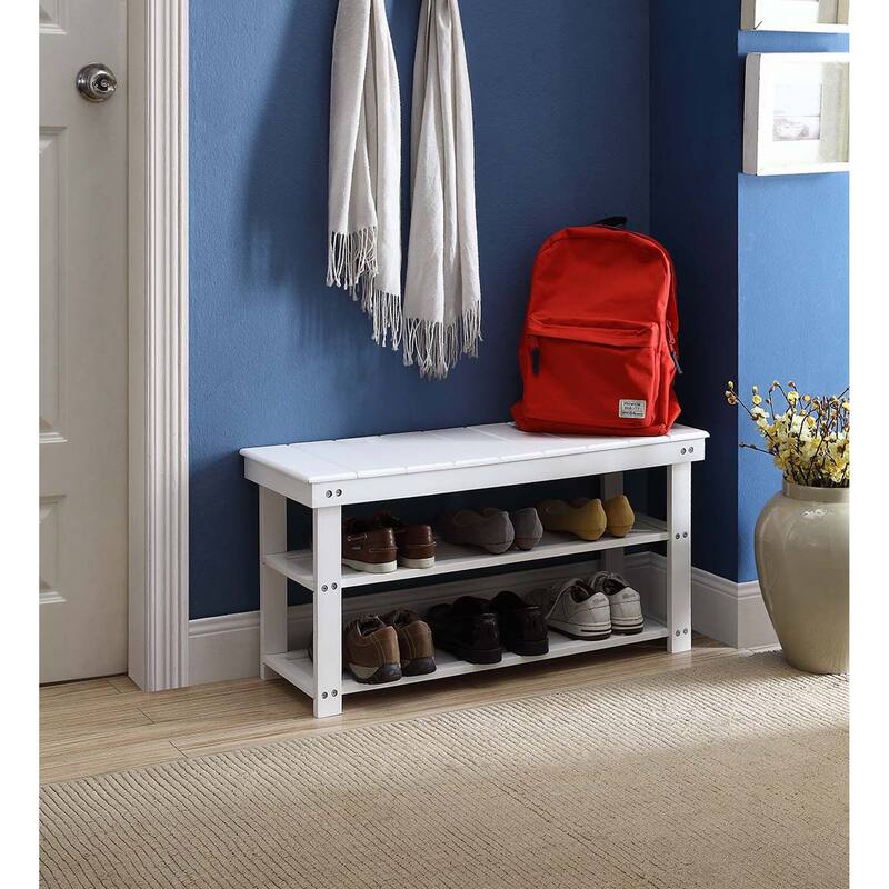 Copper Grove Cranesbill Mudroom Shoe Storage Bench - White