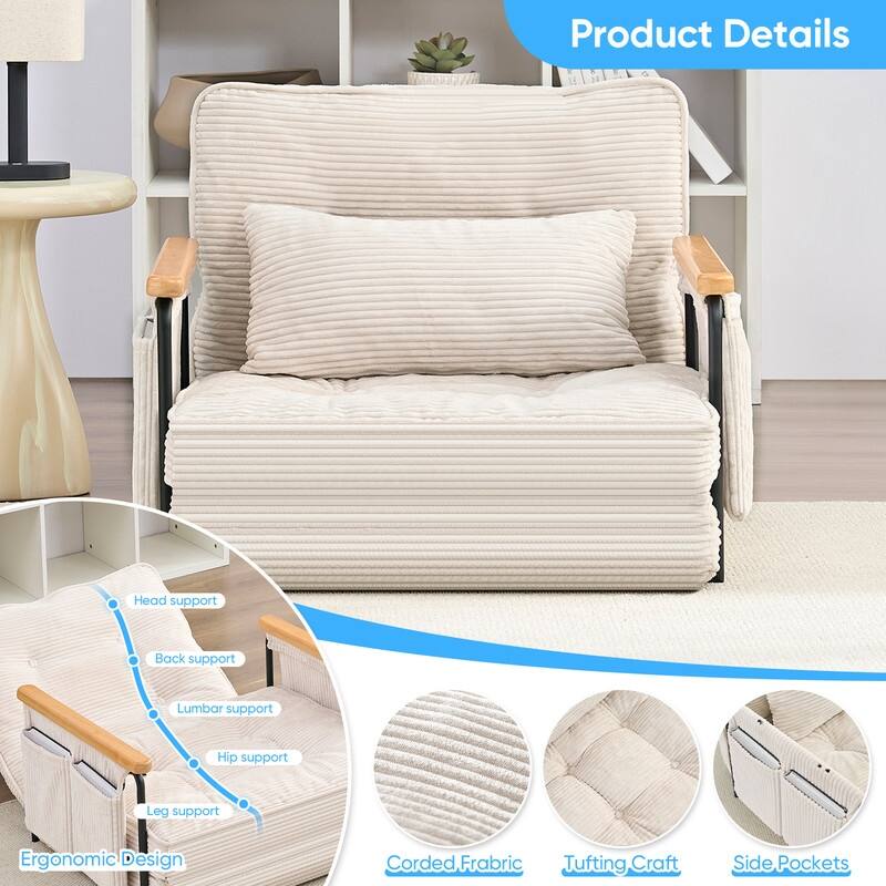 Mixoy Muti-Functional Folding Floor Sofa Bed,3-Seater,2-Seater,1-Seater Lazy Futon Sofa with 6 Position Adjustable Backrest