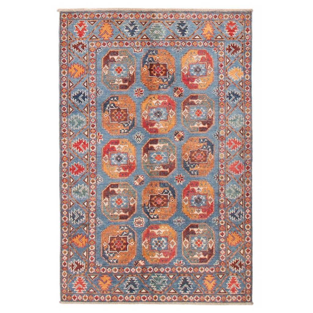 ECARPETGALLERY Hand-knotted Uzbek Ghazni Blue Wool Rug - 3'10 x 5'10