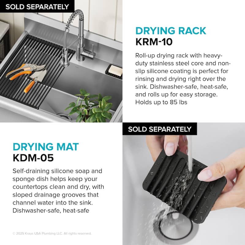 KRAUS Standart Pro 32 in. Stainless Steel 1-Bowl Laundry Utility Sink