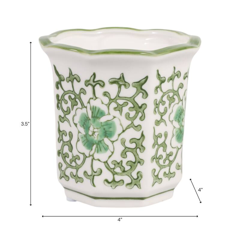 Modern Chinoiserie Ceramic Candle - Plumeria Scented - 4.0"