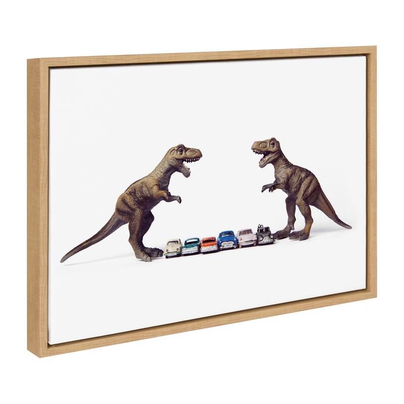 Kate and Laurel Sylvie Dino Cars Canvas by Saint and Sailor Studios - 18x24 - Natural