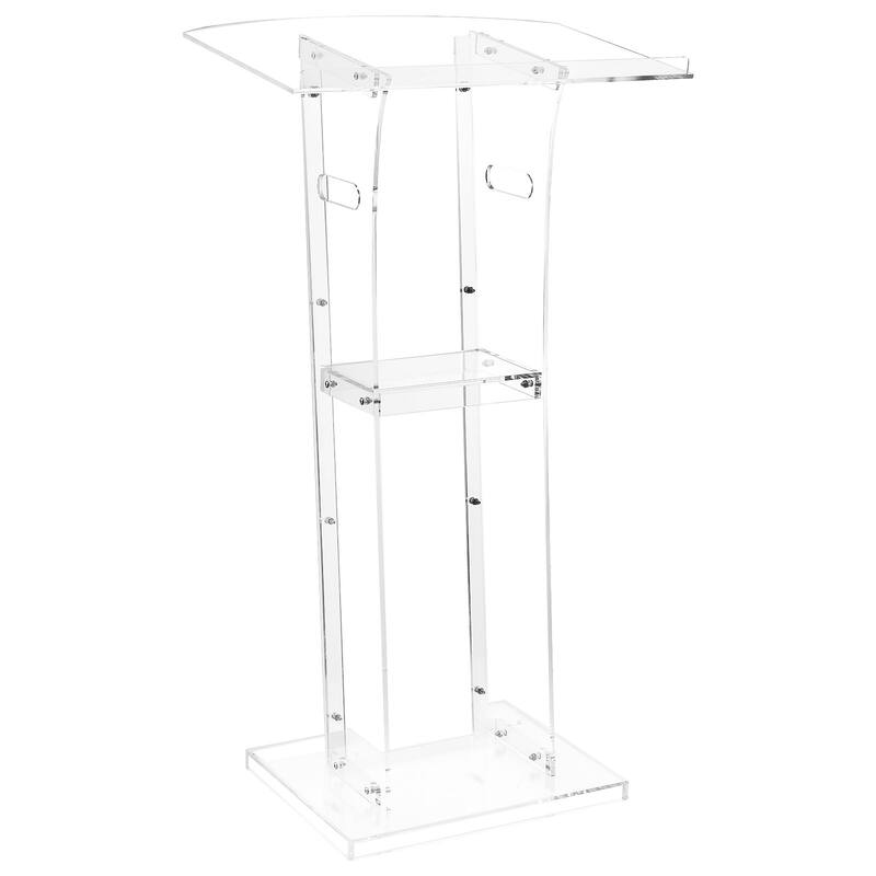 43-Inch Acrylic Podium Stand with Reading Surface and Shelf