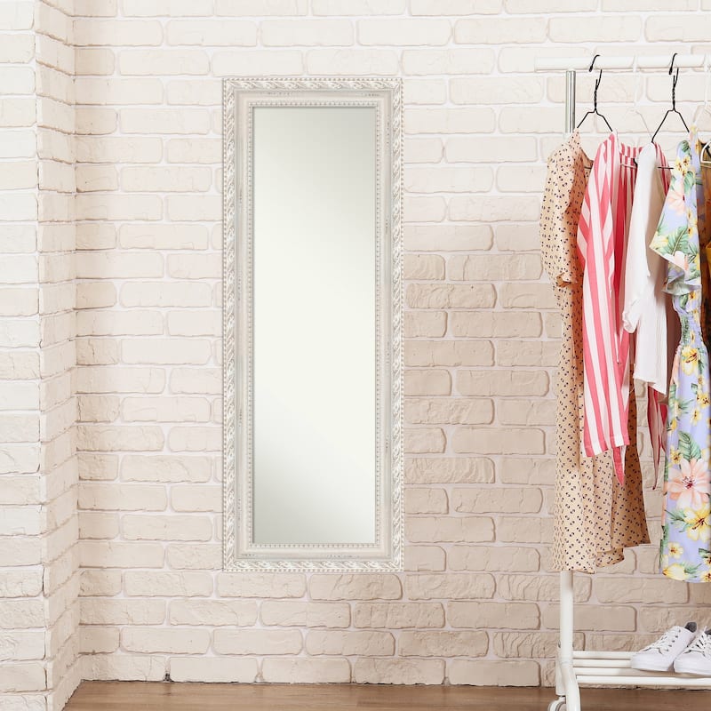 Opera Off White Non-Beveled Wood Framed Full-Length On the Door Mirror - Opera Off White - Glass Size 14x48