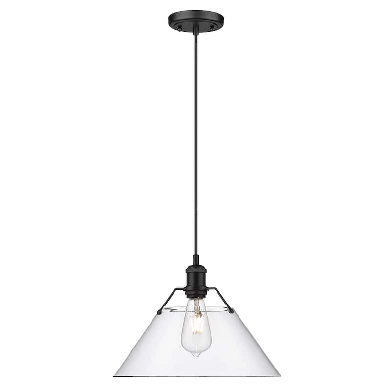 Yep by Golden Lighting Orwell 1-light 14in Pendant in Matte Black and Clear Glass