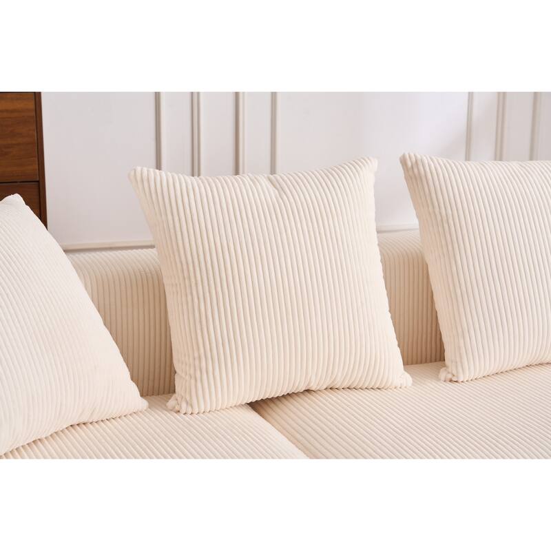 LY-023 COMPRESSION SOFA: Combining chaise longue with 3-seater, Corduroy Fabric, full sponge compression sofa,combined s