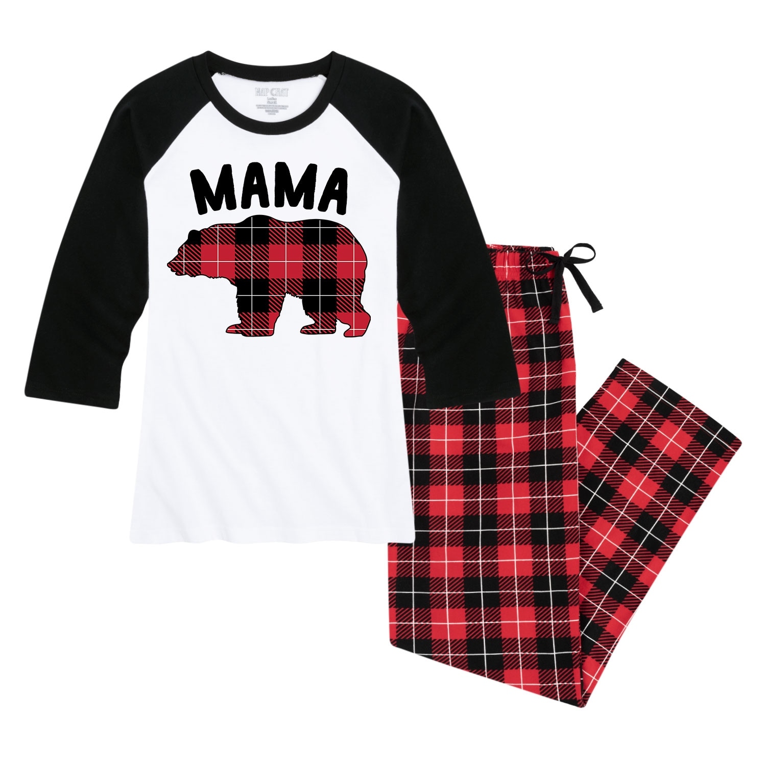 Mama Bear Women S Matching Family Christmas Pajama Set White Black Overstock 32179872
