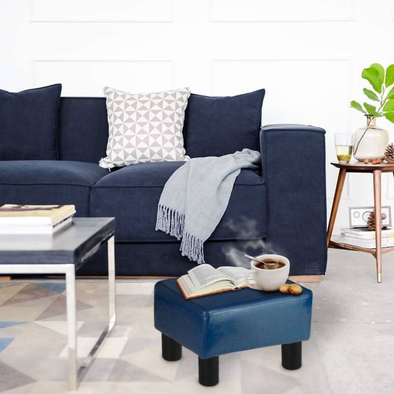 Small Ottoman Footrest PU Faux Leather