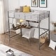 preview thumbnail 10 of 15, Twin Size Metal Loft Bed with L-Shaped Desk & Shelf & Full-Length Guardrail & Ladders