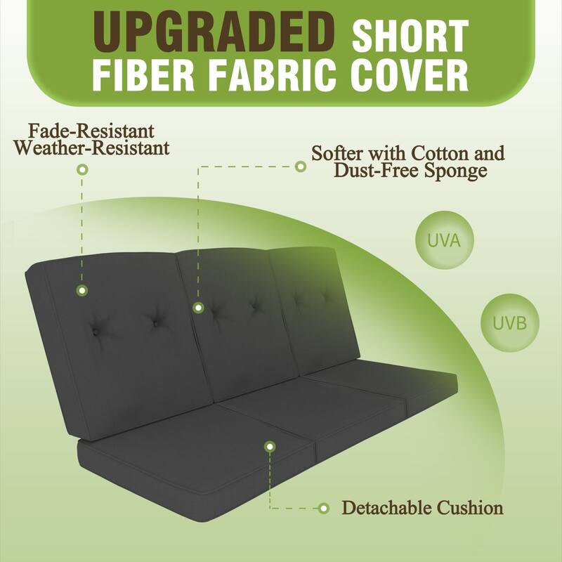 VEIKOUS 3-Seat 2-in-1 Convertible Patio Porch Swing with Adjustable Canopy Swing and Cushion