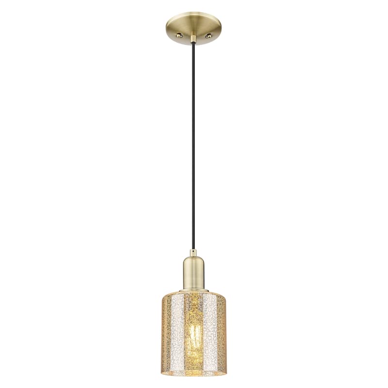 Innovations Lighting Endless Possibilities Arcadia - Cobbleskill - 1 Light 5" Cord Hung Mini Pendant - Mercury/Antique Brass