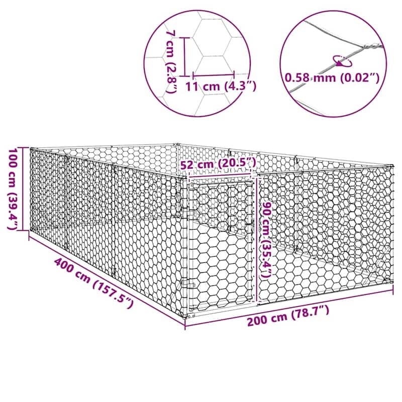 vidaXL Outdoor Dog Kennel Galvanized Tough galvanized steel Large