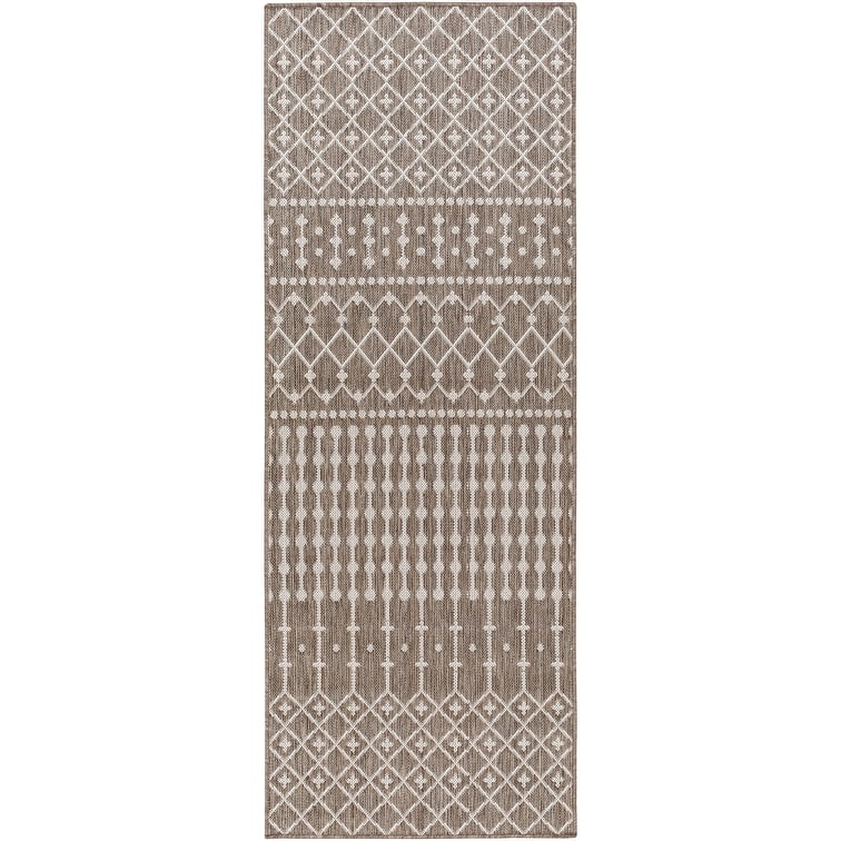 Livabliss Borago Indoor/ Outdoor Moroccan Area Rug - 2'7" x 7'3" Runner - Brown/Taupe