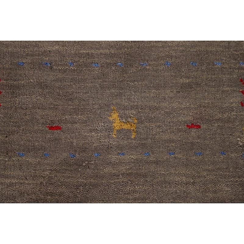 Brown Tribal Gabbeh Indian Area Rug Handmade Wool Carpet - 3'8"x 6'1"