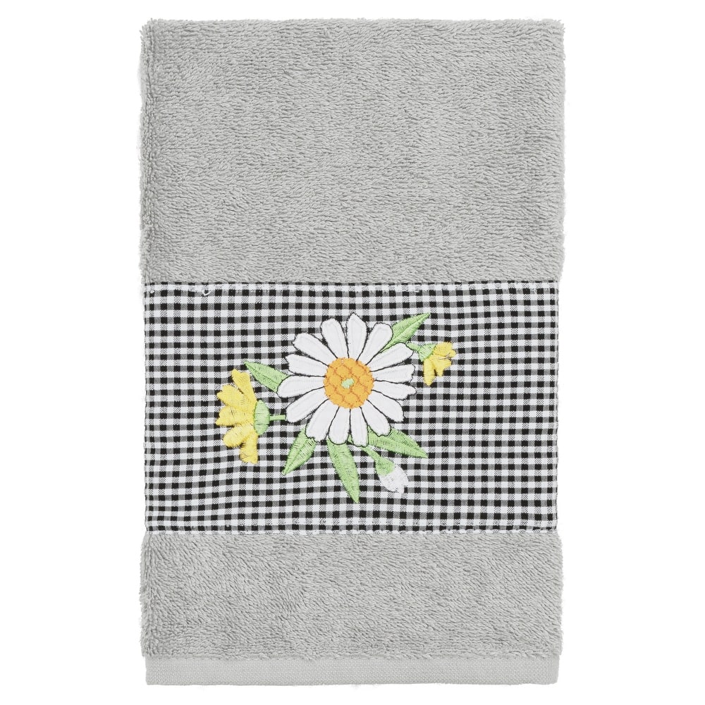 Authentic Hotel and Spa 100% Turkish Cotton Daisy Embellished Hand Towel