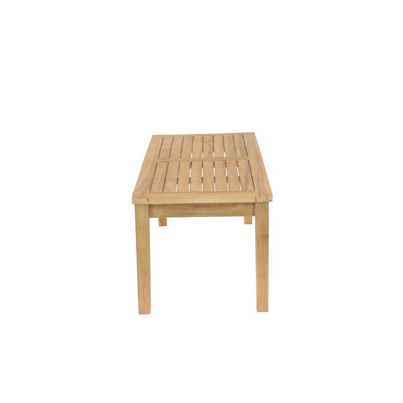 Teak Wood Arm Chair and Loveseat Outdoor Seating Set with Cushions and Coffee Table - Set of 4 Brown - Roche River Decor