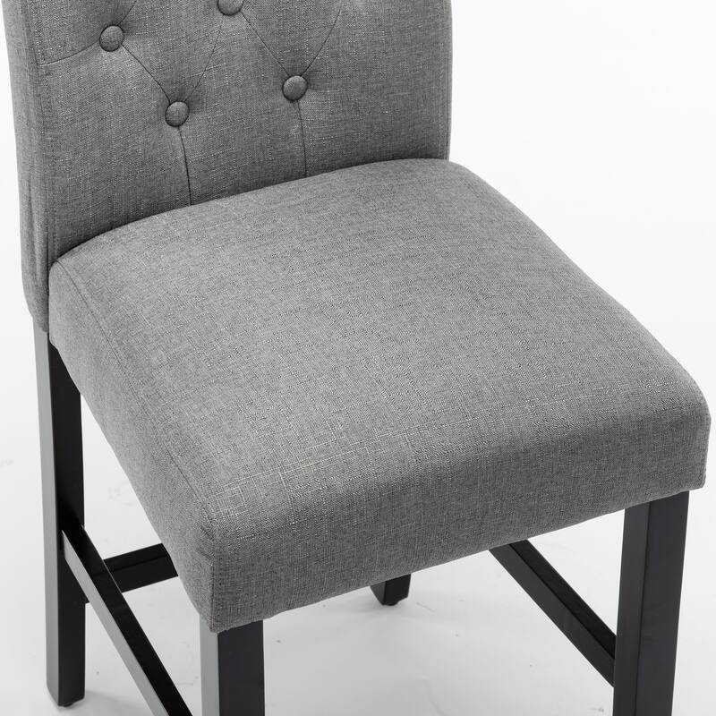 24 Inches Counter Height Bar Stools with Button Tufted Back Set of 2