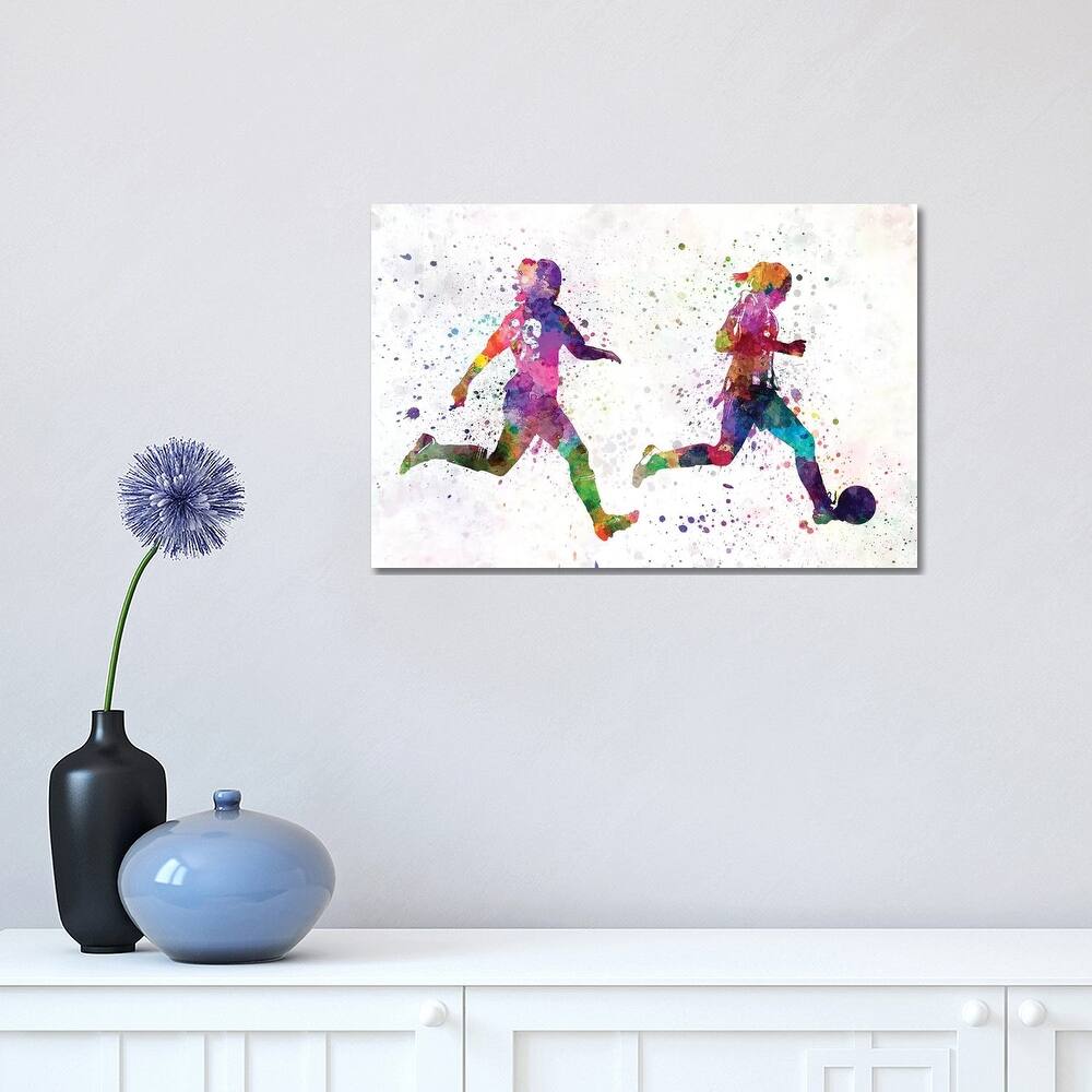 iCanvas "Girl Playing Soccer Silhouette III" by Paul Rommer Canvas Print