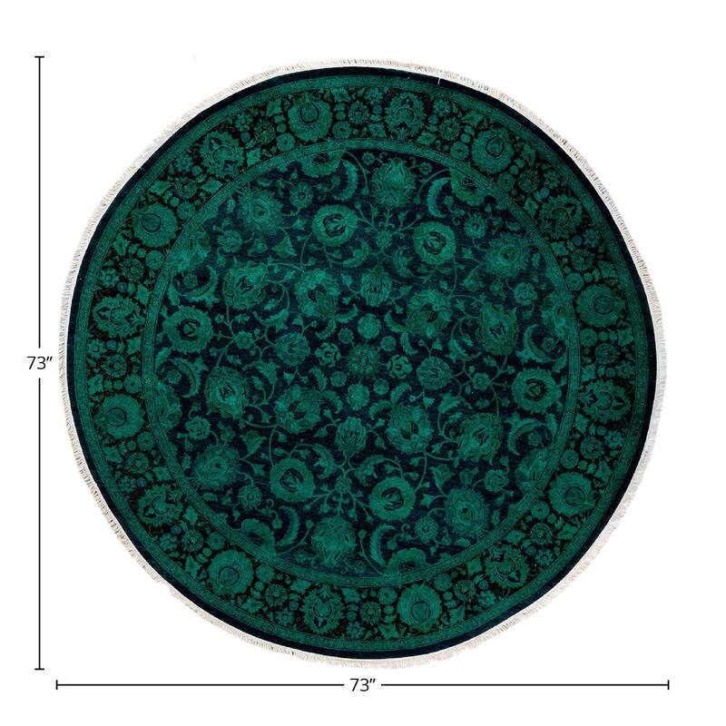 Fine Vibrance, One-of-a-Kind Hand-Knotted Area Rug - Green, 6' 1" x 6' 1" - 6' 1" x 6' 1"