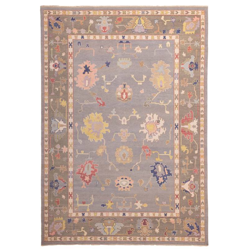 ECARPETGALLERY Hand-knotted Modern Oushak Grey Wool Rug - 9'11 x 13'10
