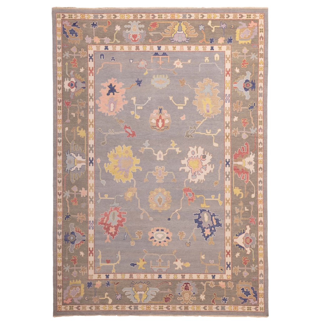 ECARPETGALLERY Hand-knotted Modern Oushak Grey Wool Rug - 9'11 x 13'10