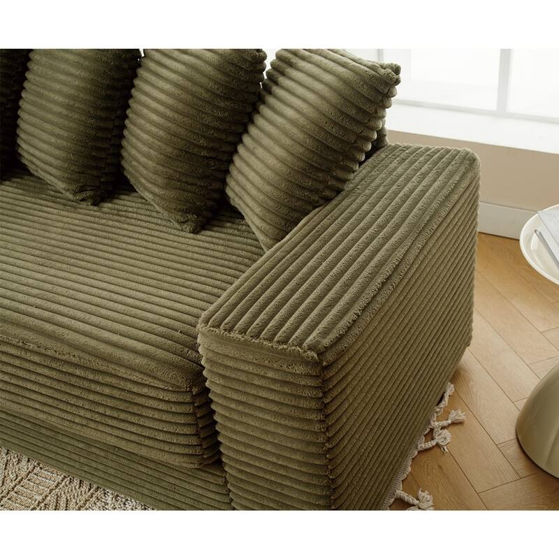 Oversized Two-Piece Couches, L Shaped Sofa, Corduroy, Right Chaise Daybed,with Armrests,Eight Throw Pillows,Corner Sofa