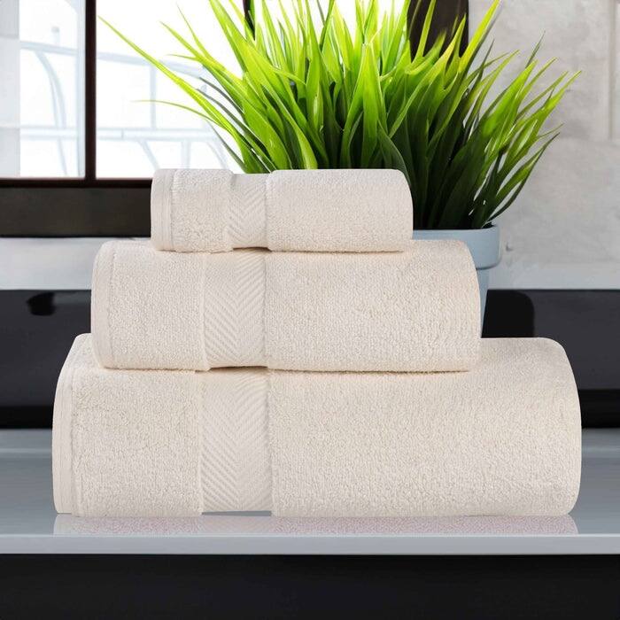 Superior Soft & Absorbent Zero Twist Cotton 3-piece Towel Set - Ivory