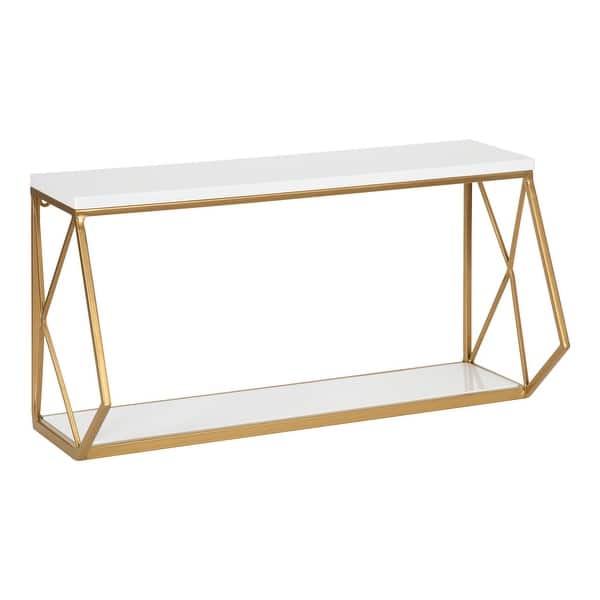 slide 2 of 13, Kate and Laurel Brost Wood and Metal Wall Shelf - 22x8x10.25 White/Gold