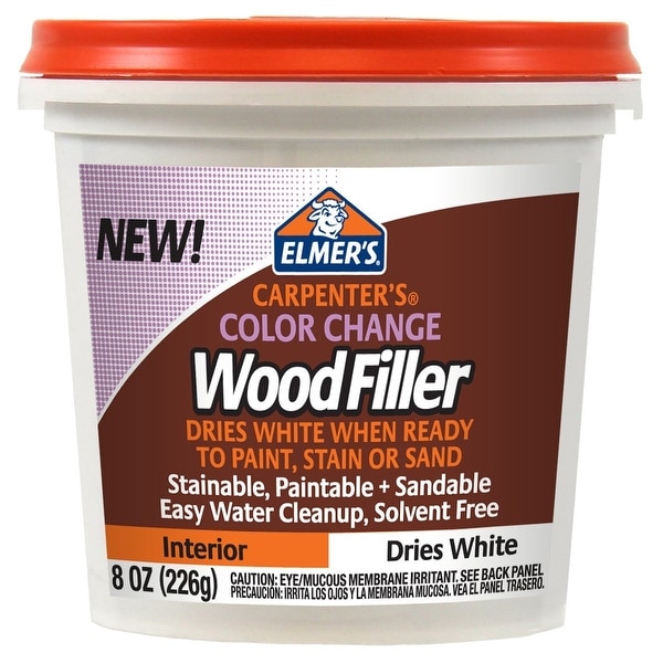 Elmer's E916 Carpenter's Color Change Interior Wood Filler, Dries White, 8 Oz