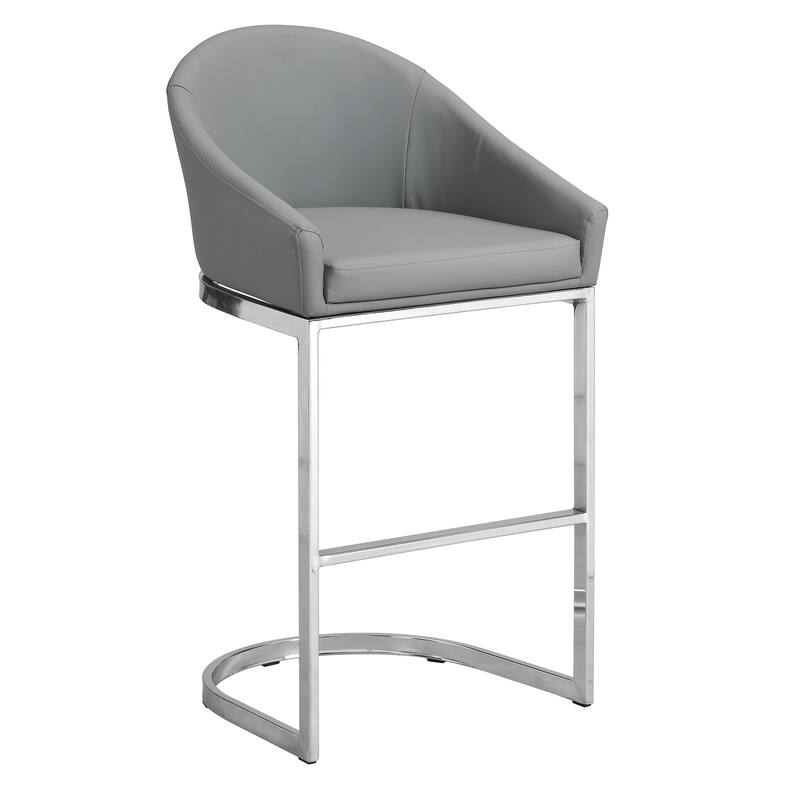 Siena 26 Inch Upholstered Counter Stool - Grey/Chrome