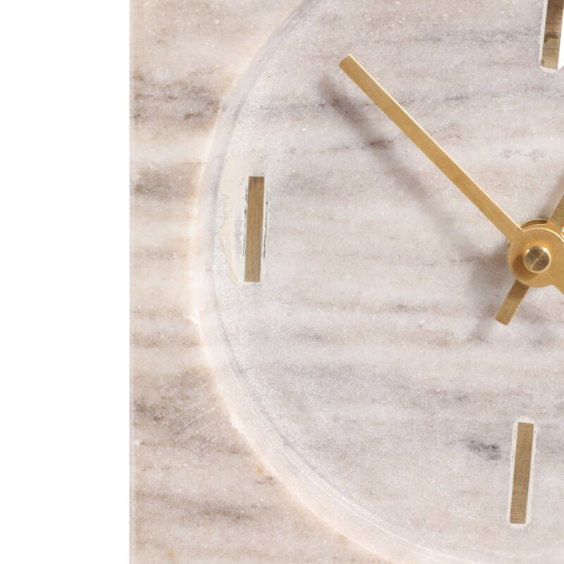 Modern Stone and Marble Clock with Contemporary Design - Beige
