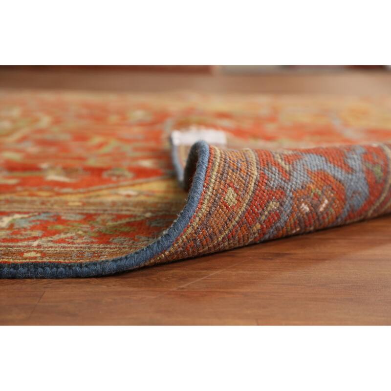 Floral Medallion Heriz Serapi Indian Area Rug Hand-Knotted Wool Carpet - 8'5" x 11'11"