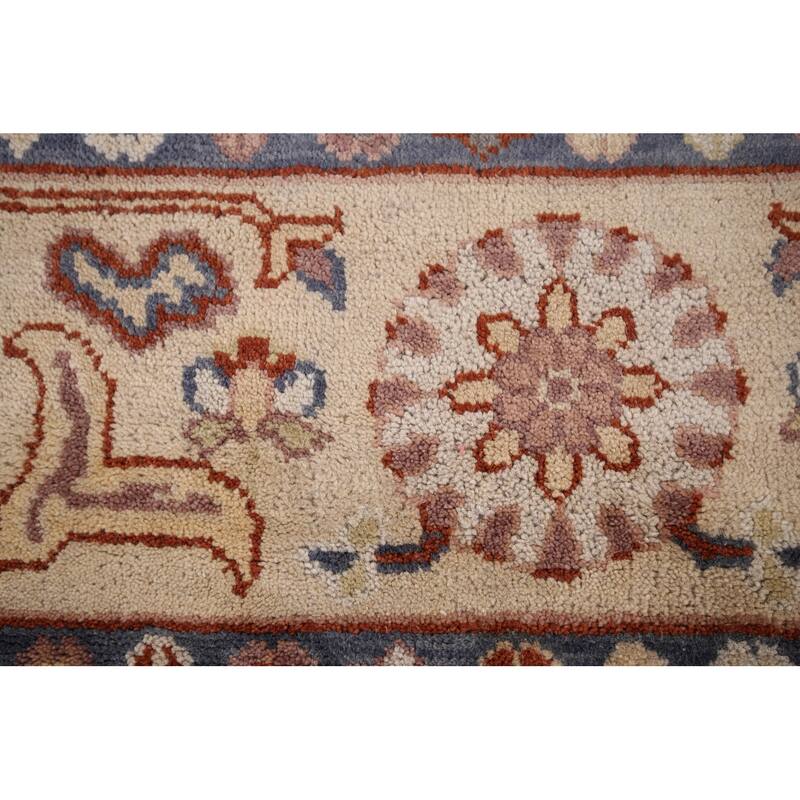 All-Over Gray Geometric Oushak Indian Rug Hand-Knotted Wool Carpet - 8'0"x 10'0"