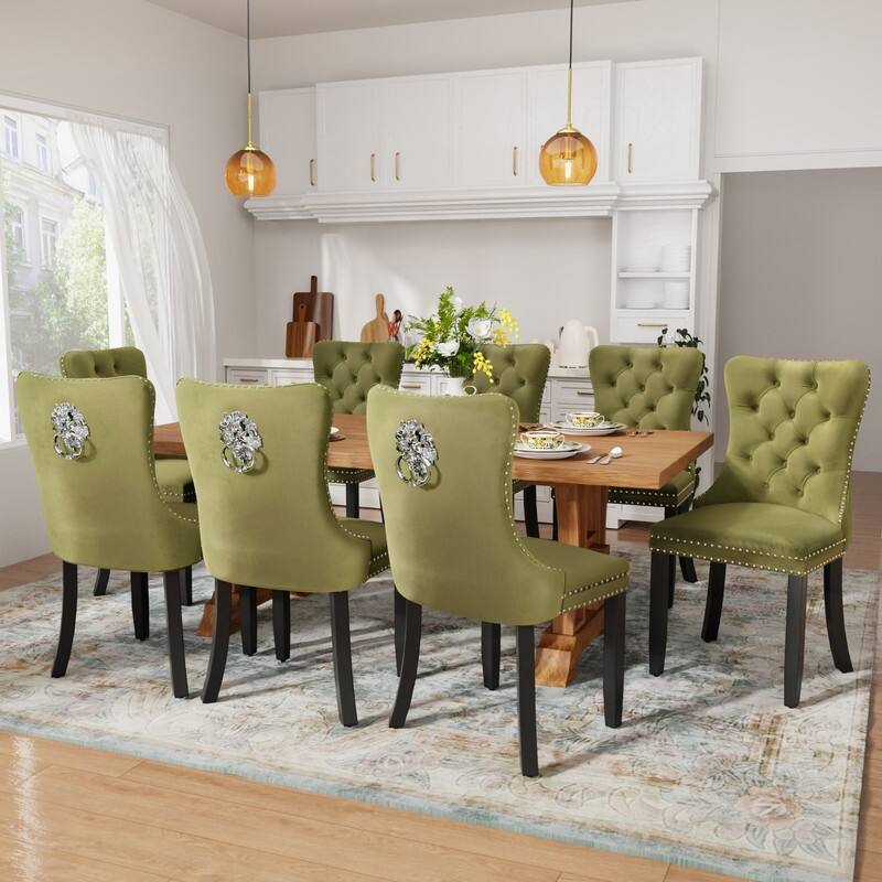 Tufted Naliheads Solid Wood Upholstered Dining Chairs (Set of 4)
