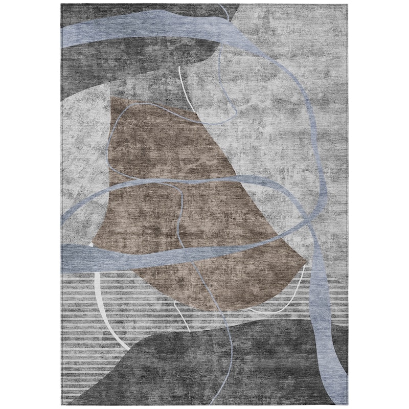 Machine Washable Indoor/ Outdoor Chantille Contemporary Abstract Rug