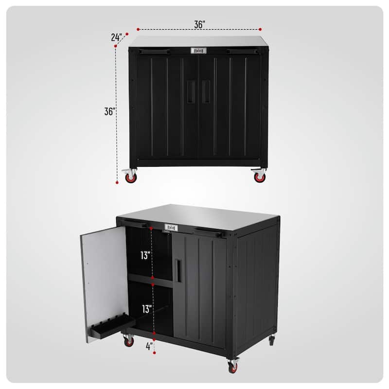 Feasto KT2435C 304 Stainless Steel Table Food Prep Grill Cart Table with Storage Cabinet