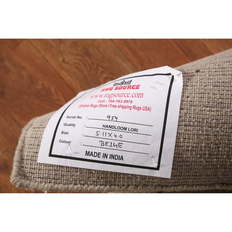 Tribal Gabbeh Indian Rug Handmade Beige Modern Wool Carpet - 4'0" x 5'11"