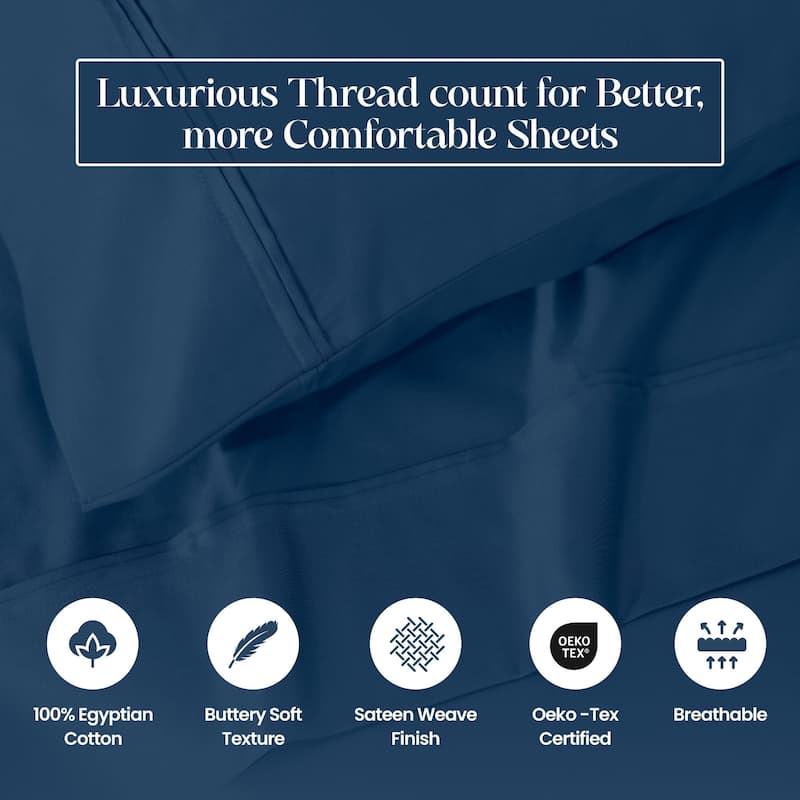 Blue Nile Mills 1200 Thread Count Egyptian Cotton Deep Pocket Sheet Set