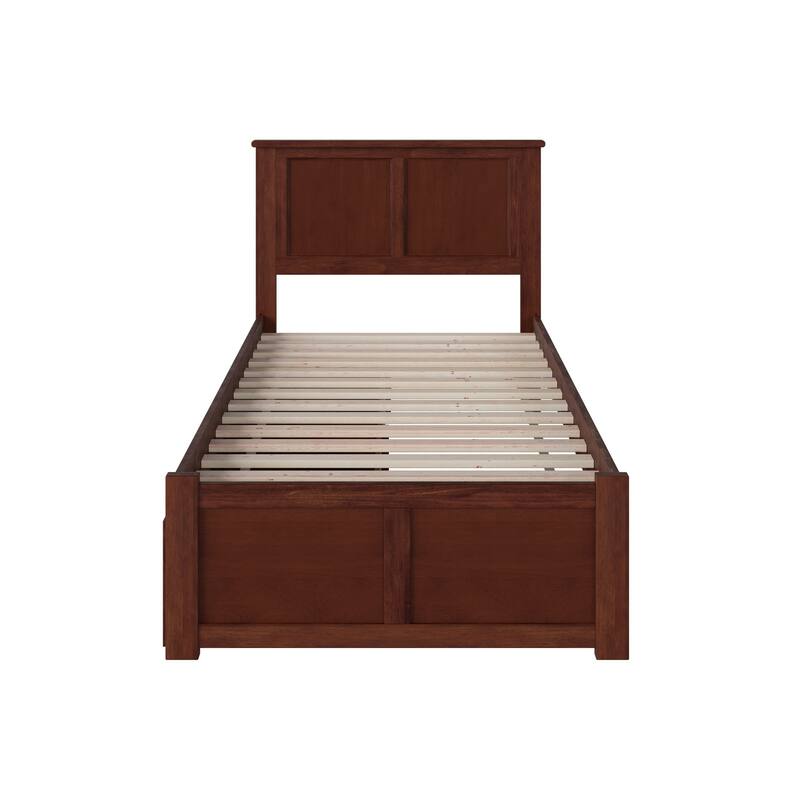 AFI Madison Twin XL Platform Bed with Footboard & Storage Drawers in Walnut