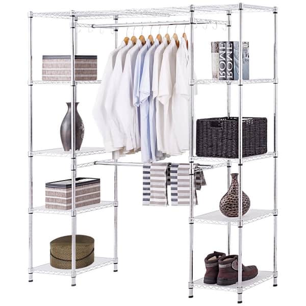 Shop Gymax Expandable Closet Organizer Free Standing Clothes