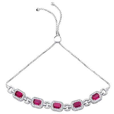 3.75 ct Ruby Adjustable Bracelet in Sterling Silver