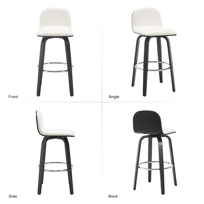 Faux Leather Upholstered Swivel Counter/ Bar Stools with Wood Frame