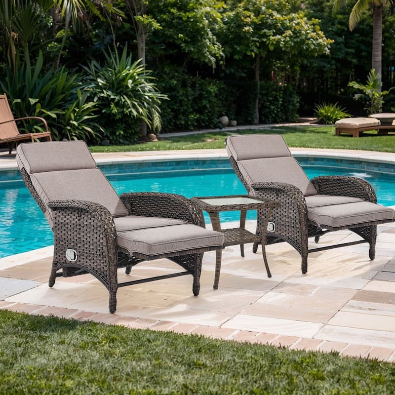 Outdoor Chaise Lounge Chair Adjustable 6-Position