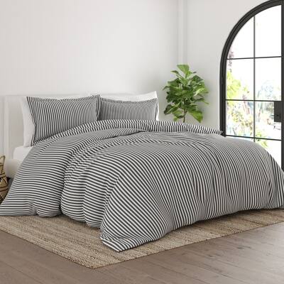 Soft Essentials Oversized Grey Ribbon 3-piece Duvet Cover Set